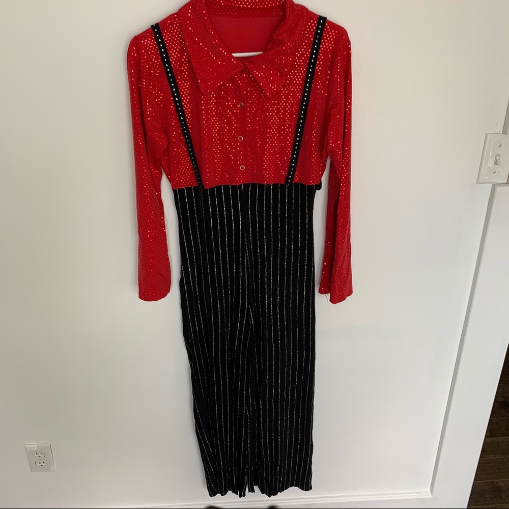 Red/Black Sparkle Pinstripes Pant Dance Costume